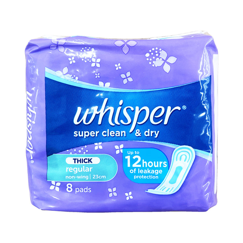 Whisper Regular Flow Super Clean Dry Non Wings 8 Pads