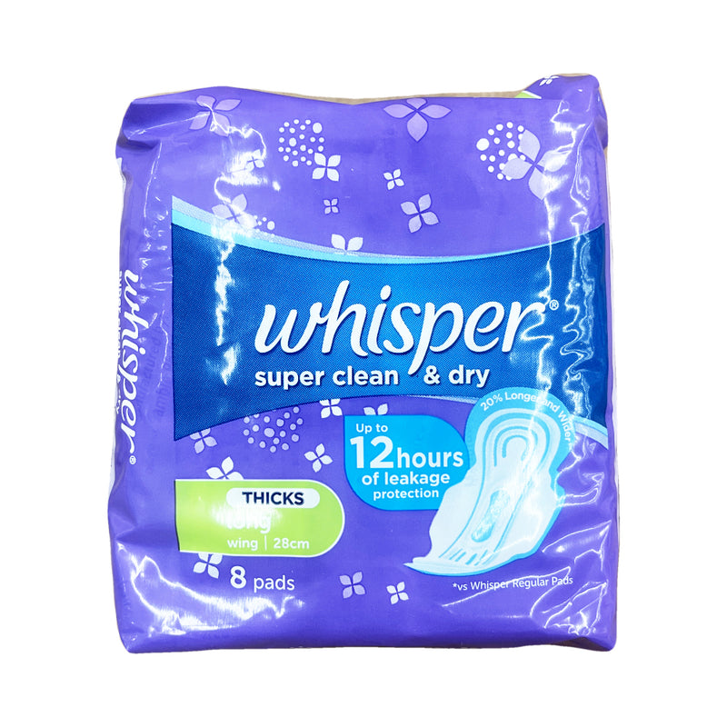 Whisper Heavy Flow Super Clean & Dry Wings 8 Pads