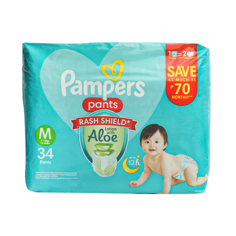 Pampers Diaper Baby Dry Pants Magic Gel Channels Medium 34's