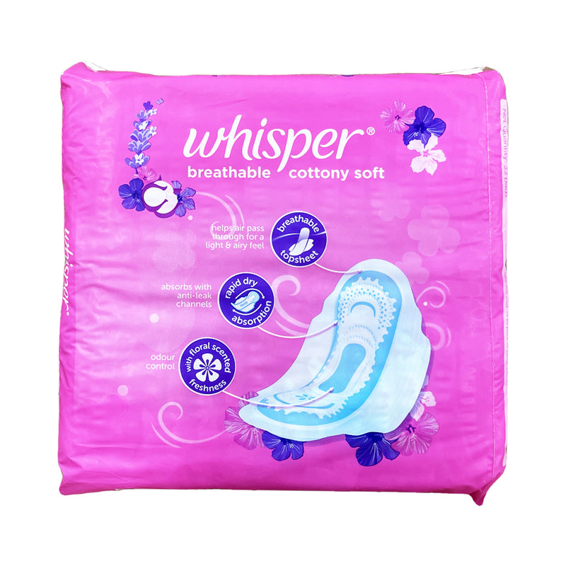 Whisper Regular Flow Cottony Clean With Wings 32 Pads Sulit Pack