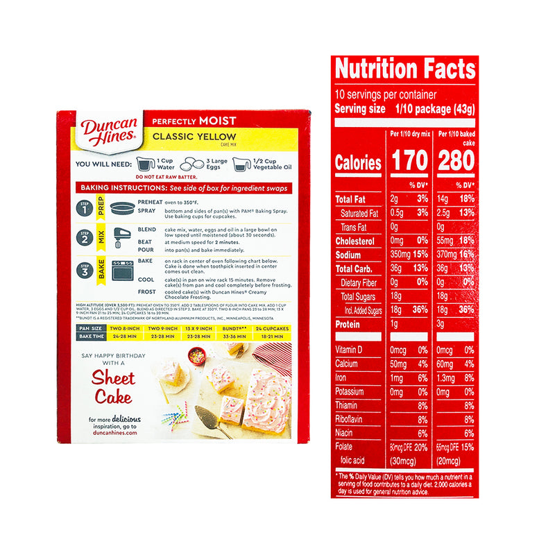 Duncan Hines Moist Cake Mix Classic Yellow 15.25oz (432g)