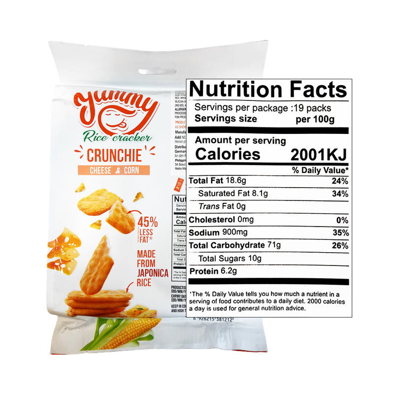 Yummy Rice Cracker Crunchie Cheese And Corn 168g