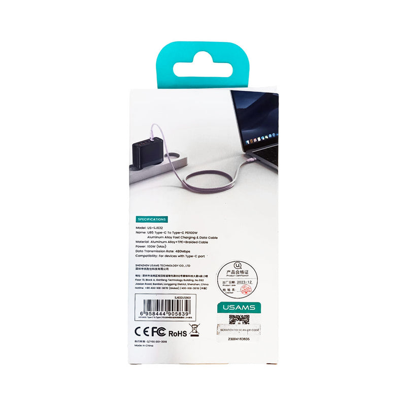 Usams U85 Type C to C 100W Fast Charging And Data Cable