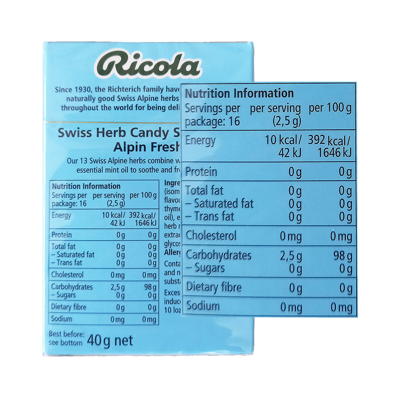 Ricola Sugar Free Alpin Fresh 40g