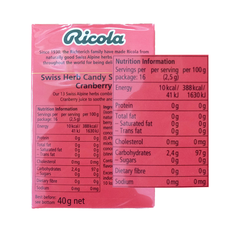 Ricola Sugar Free Fruit Candy 40g