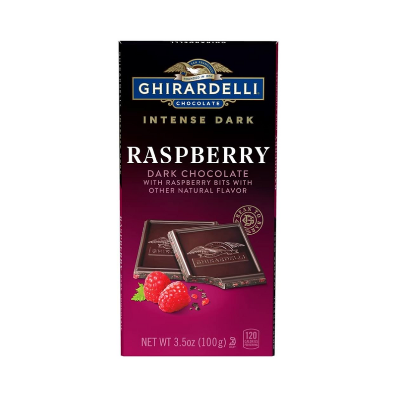 Ghirardelli Intense Dark Chocolate Bar With Raspberry Bits 100g