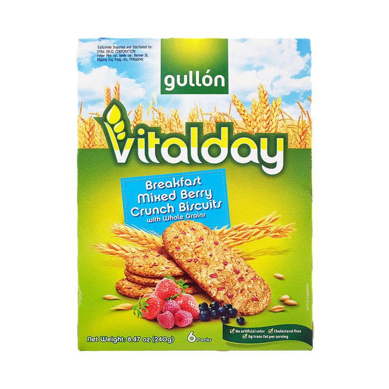 Gullon Vitalday Breakfast Mixed Berry Crunch Biscuits With Whole Grains 240g