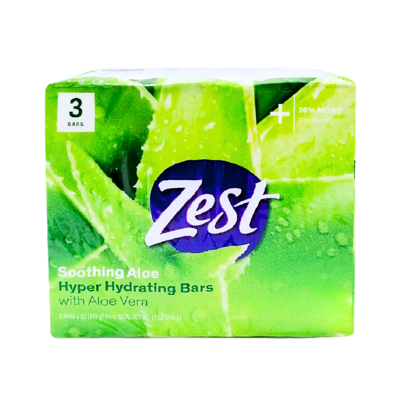 Zest Soothing Aloe Hyper Hydrating Bar Soap 113g x 3's