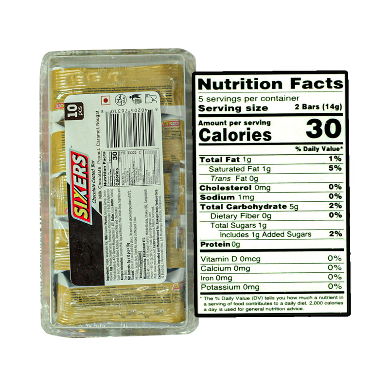 Pran Sixers Chocolate Coated Bar 7g x 10's