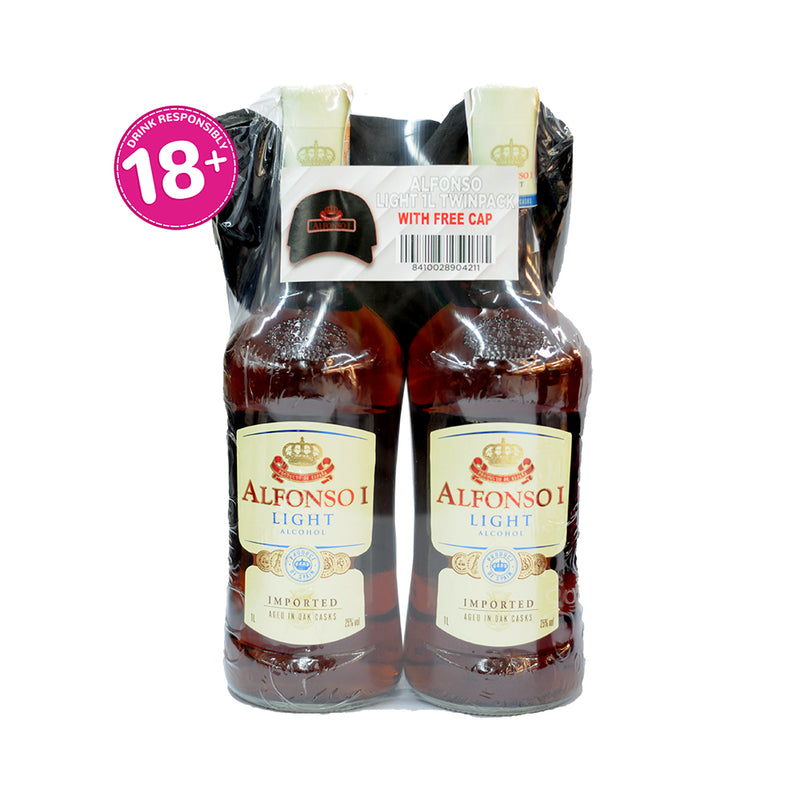 Alfonso 1 Brandy Light 1L x 2's With Free Cap