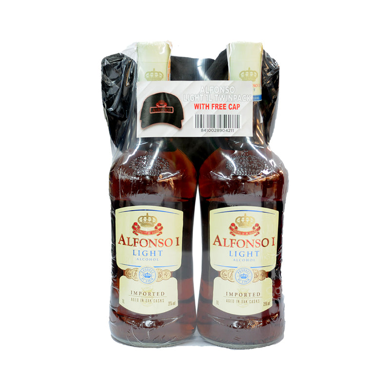 Alfonso 1 Brandy Light 1L x 2's With Free Cap