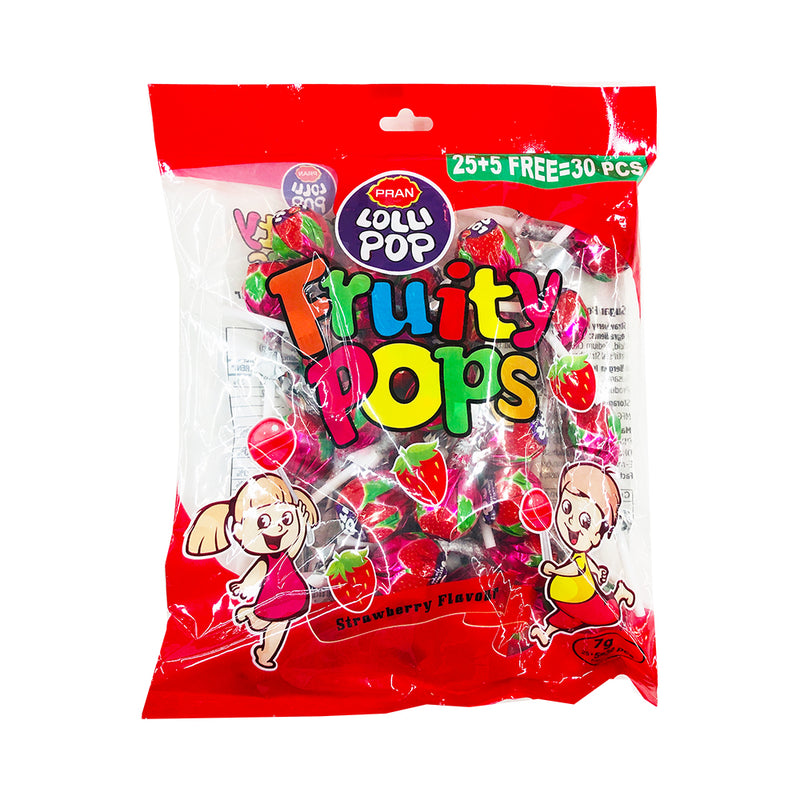 Pran Lollipop Fruity Pops Strawberry 7g x 25's + 5