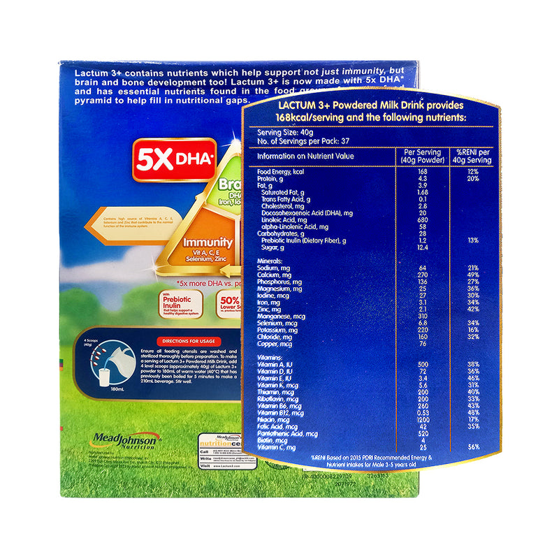 Lactum 3+ Powdered Milk Drink Plain 1.5kg