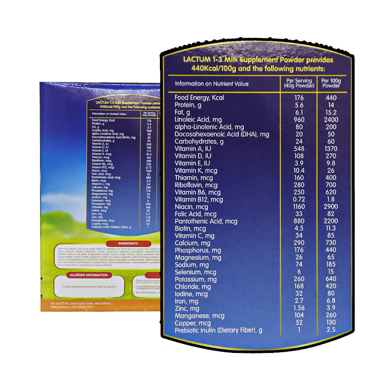 Lactum 1-3yrs Old Milk Supplement Powder Plain 3.2kg