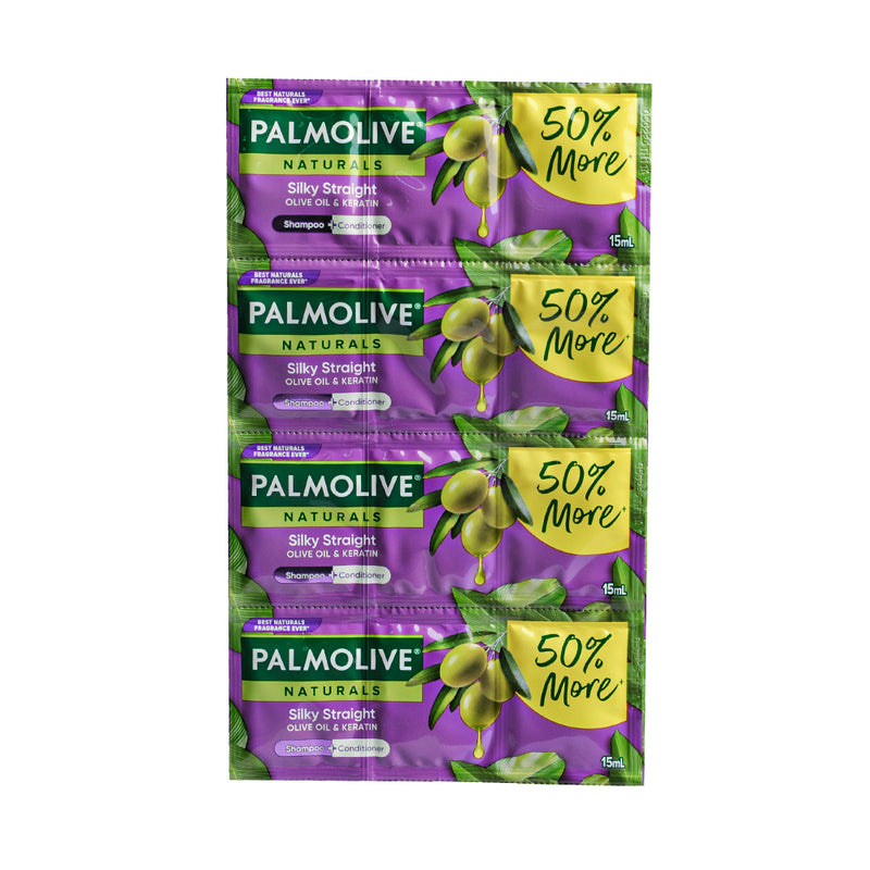 Palmolive Naturals Shampoo And Conditioner Silky Straight 15ml x 12's