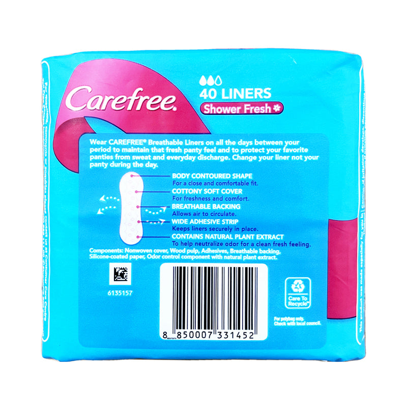 Carefree Breathable Scented Pantyliner Shower Fresh 40's