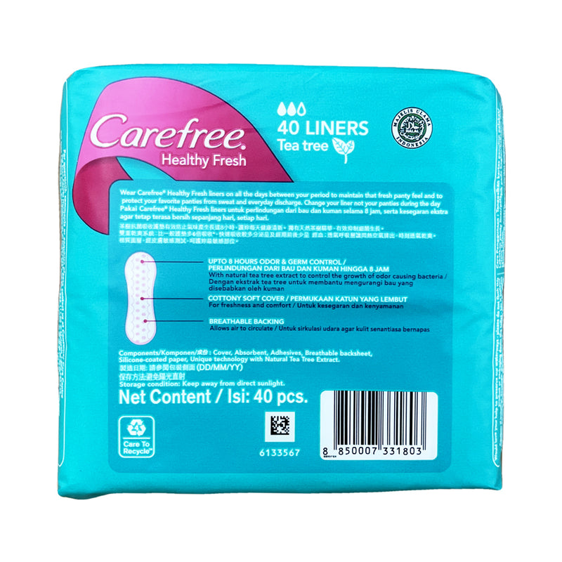 Carefree Healthy Fresh Pantyliner With Natural Tea Tree 40's