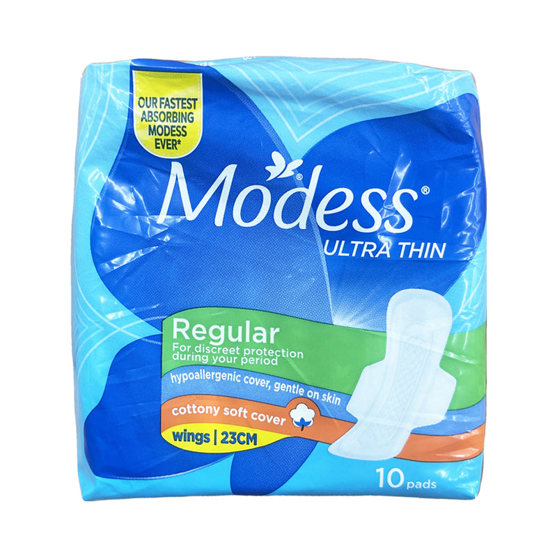 Modess Ultra Thin Regular Cottony Soft Cover Sanitary Napkin With Wings 10's