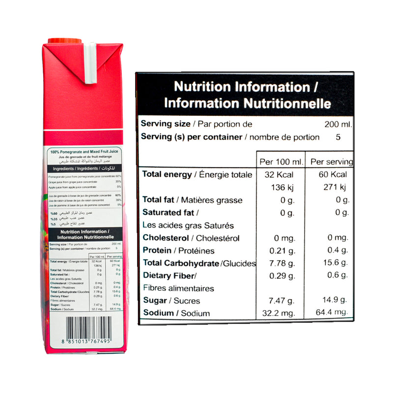 Nutrition Facts Pom Pom Pomegranate Juice POM Wonderful