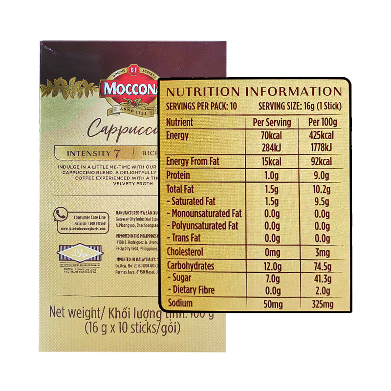 Moccona Coffee Cappuccino 16g x 10's