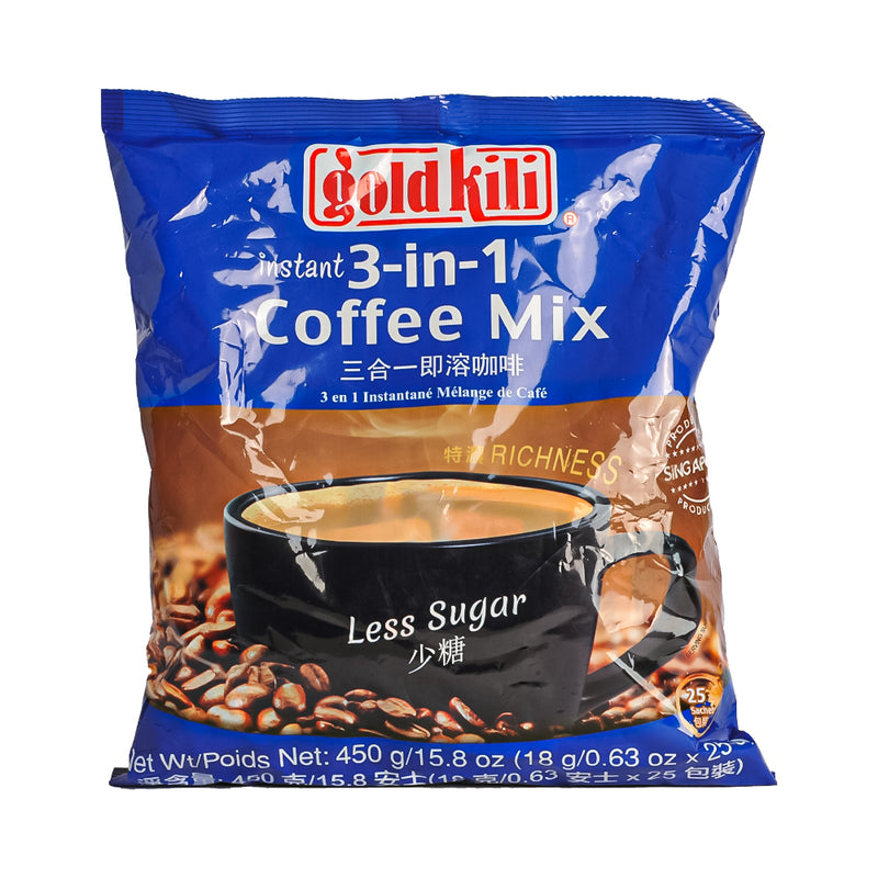 Gold Kili 3 in 1 Coffee Mix Less Sugar 18g x 25's