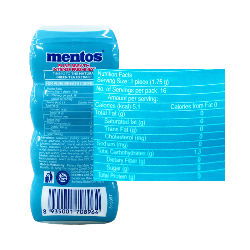 Mentos Chewing Gum Pure Fresh Sugar Free Wintergreen 26g