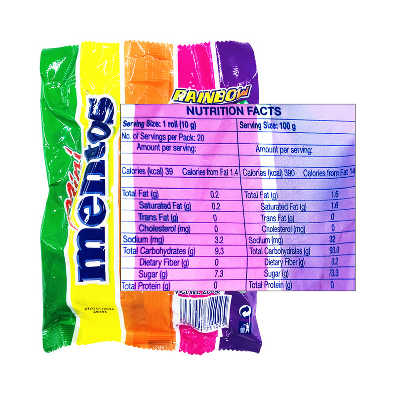 Mentos Mini Roll Candy Rainbow 10g x 20's