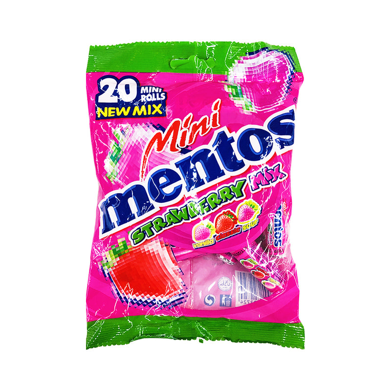 Mentos Mini Roll Candy Strawberry Mix 10g x 20's