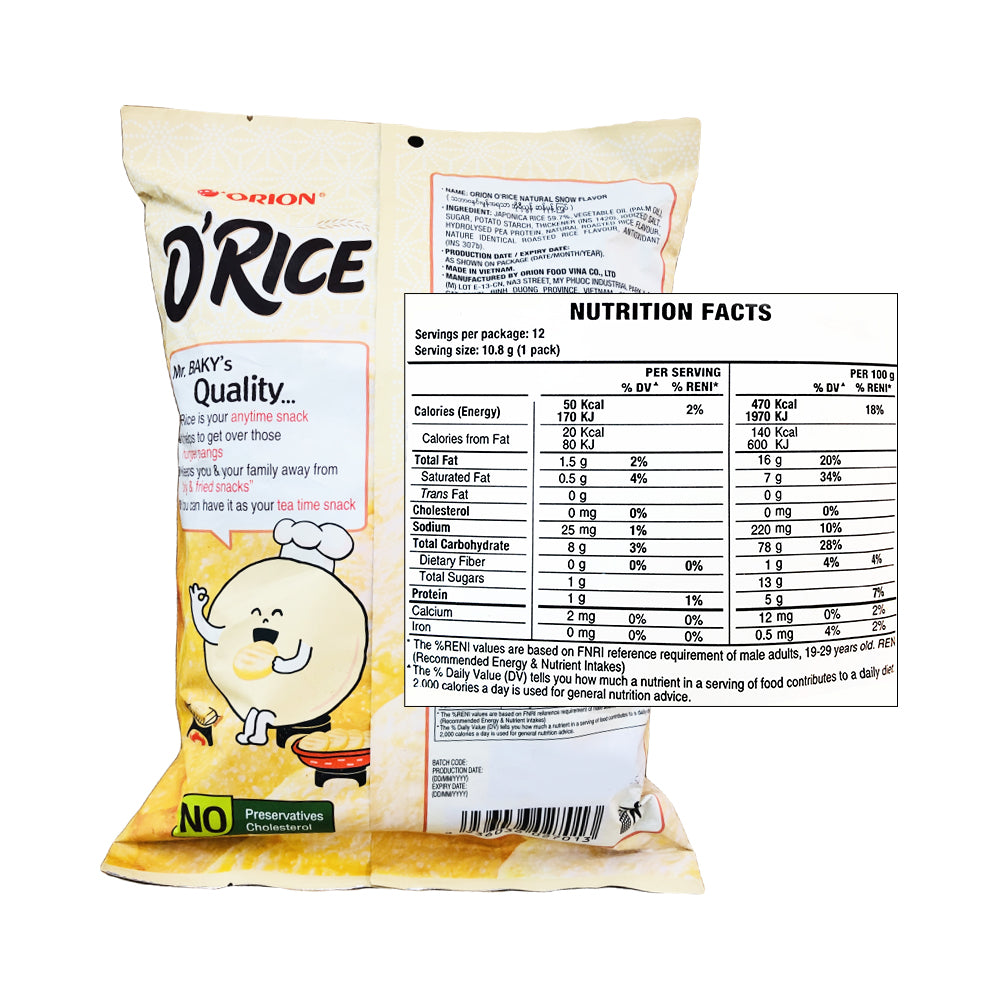 Orias Rice Orion O'rice Natural Snow Flavor 129g