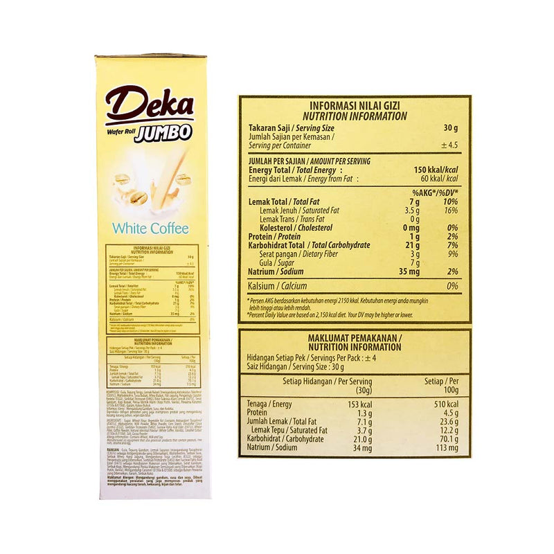 Deka Wafer Roll Jumbo White Coffee 140g