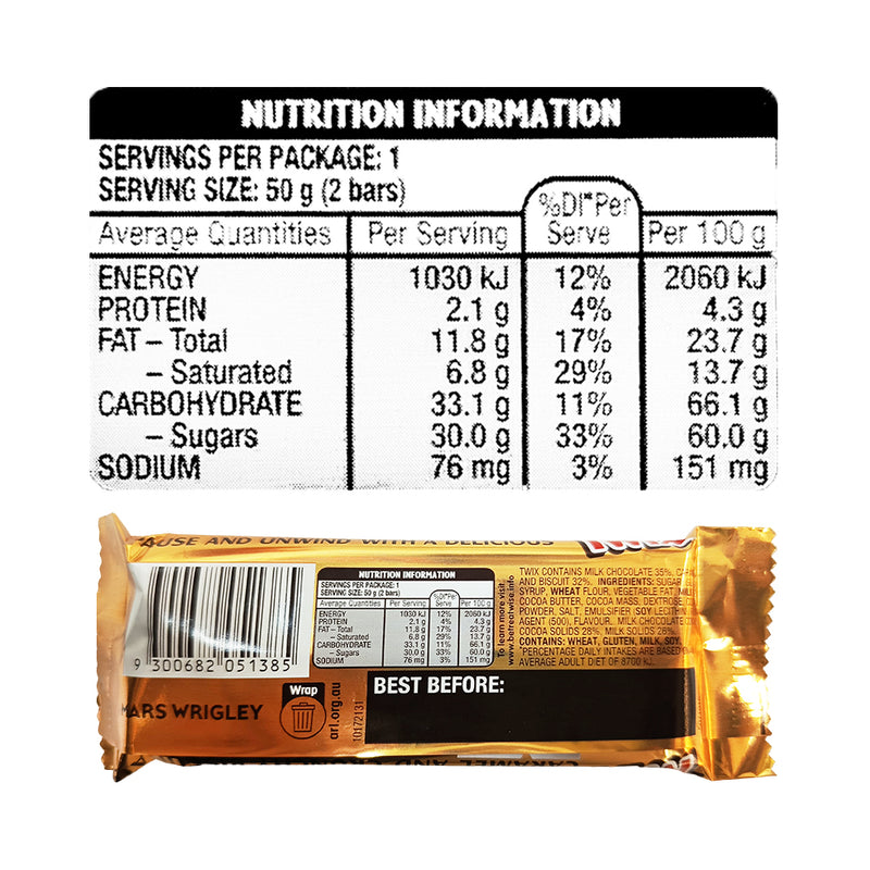 Twix Chocolate Bar Caramel 50g