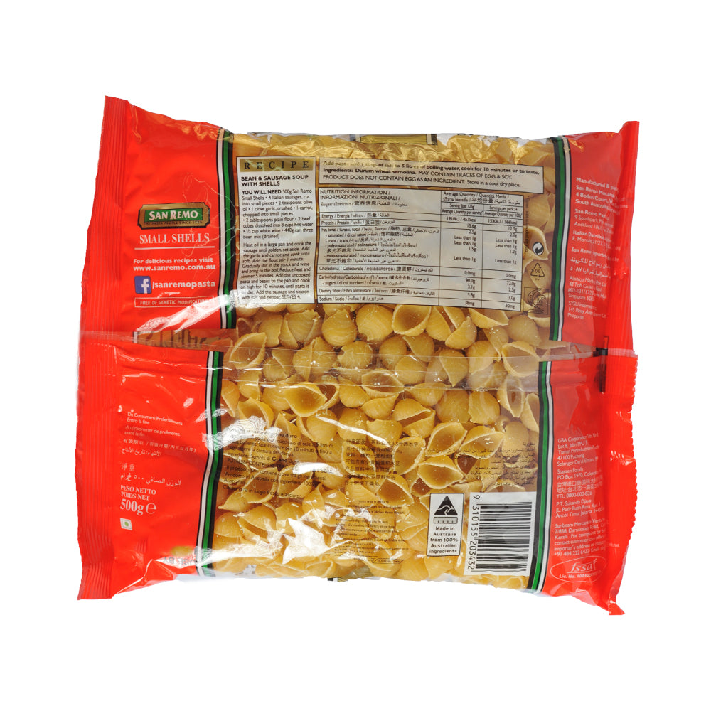 Shell 500g San Remo Short Pasta Small Shells 500g