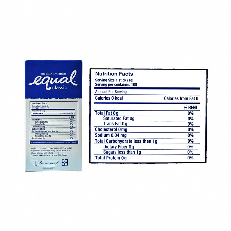 Equal Classic Sweetener 1g x 100 Sticks