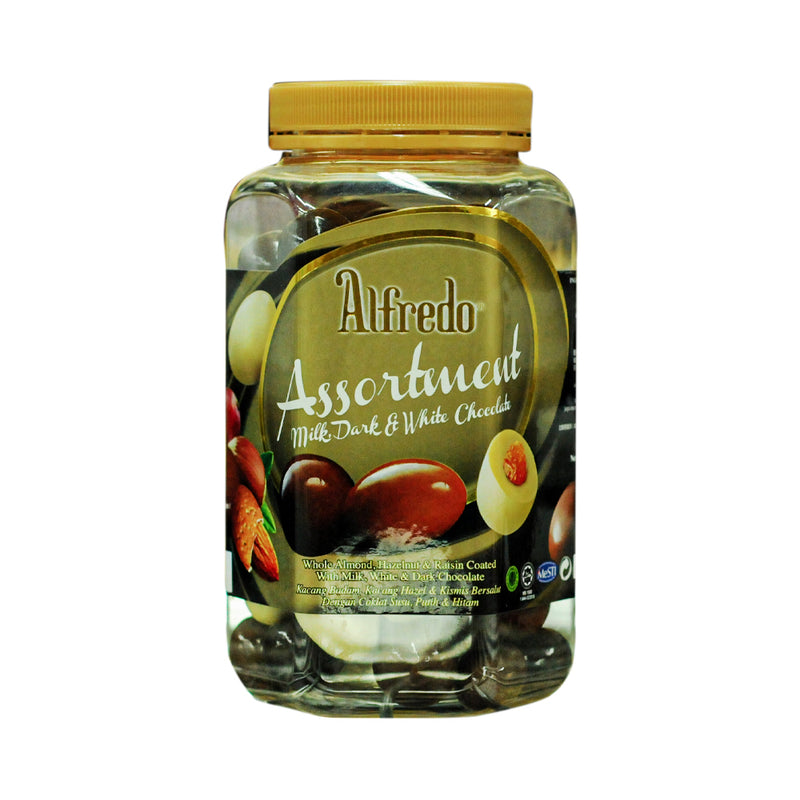 Alfredo Jar Assortment Milk, Dark And White Chocolate 450g