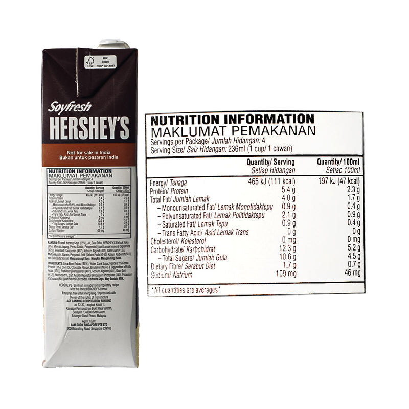 Soyfresh Soya Milk Hershey's Chocolate 946ml