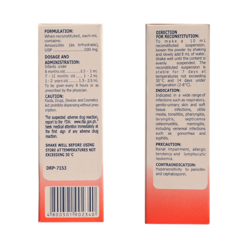 Amoxicillin 100mg/ml Oral Drops 10ml