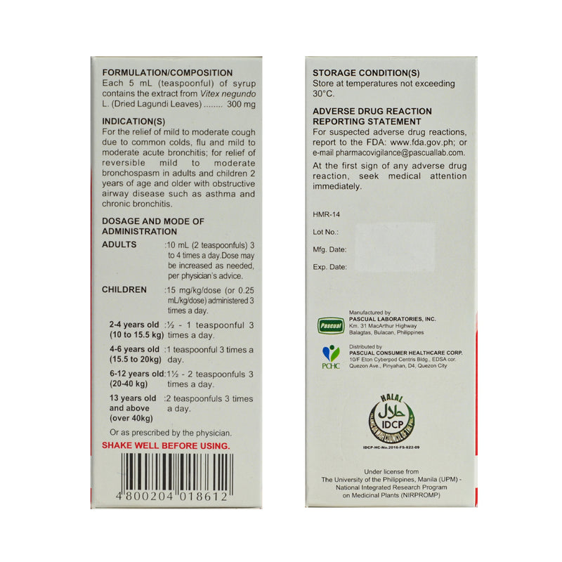 Ascof Lagundi Ponkan 300mg/5ml Syrup 60ml