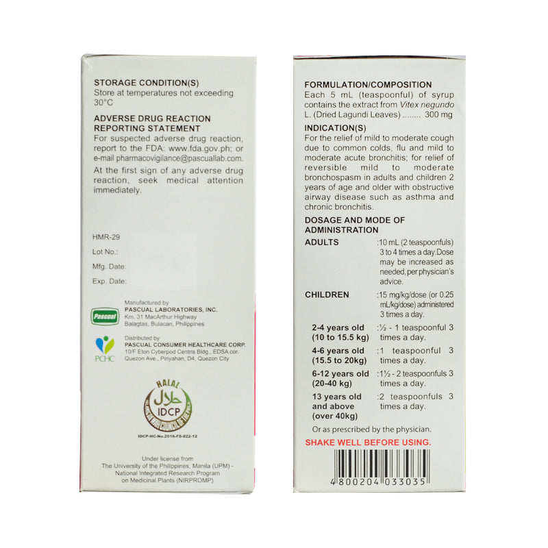 Ascof Lagundi Strawberry 300mg/5ml Syrup 120ml