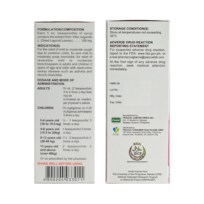 Ascof Lagundi Strawberry 300mg/5ml Syrup 60ml