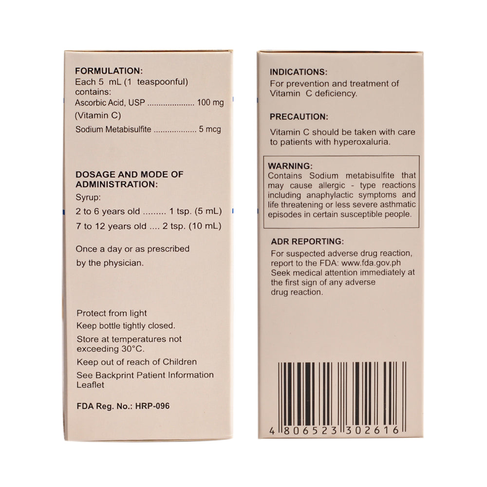 Ascorbic Acid 100mg/5ml Syrup 120ml