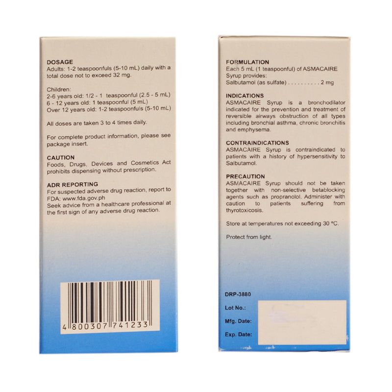 Asmacaire Salbutamol 2mg/ml Syrup 60ml