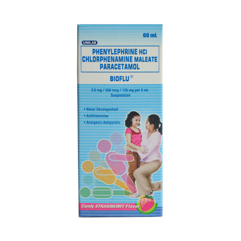 Bioflu Paracetamol 2.5mg/500mcg/125mg/5ml Suspension 60ml