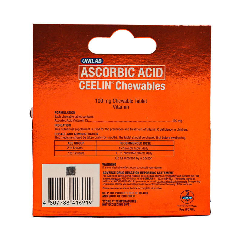 Ceelin Ascorbic Acid Chewable Tablet 100mg x 60's