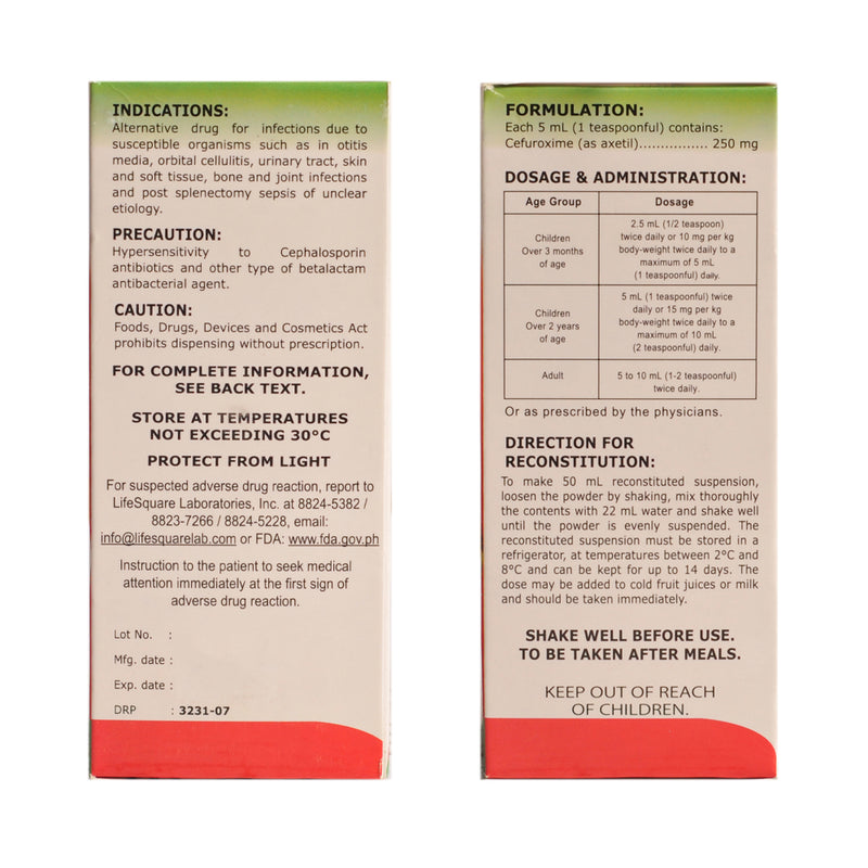 Cefuroxime Axetil 250mg/5ml Suspension 50ml