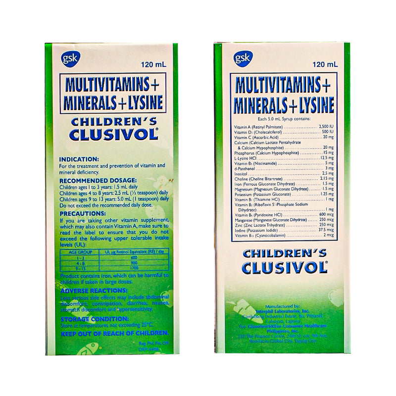 Clusivol Multivitamins + Minerals + Lysine Syrup 120ml