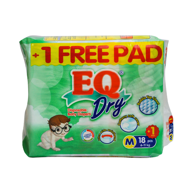EQ Dry Baby Diaper Travel Pack Medium 18's