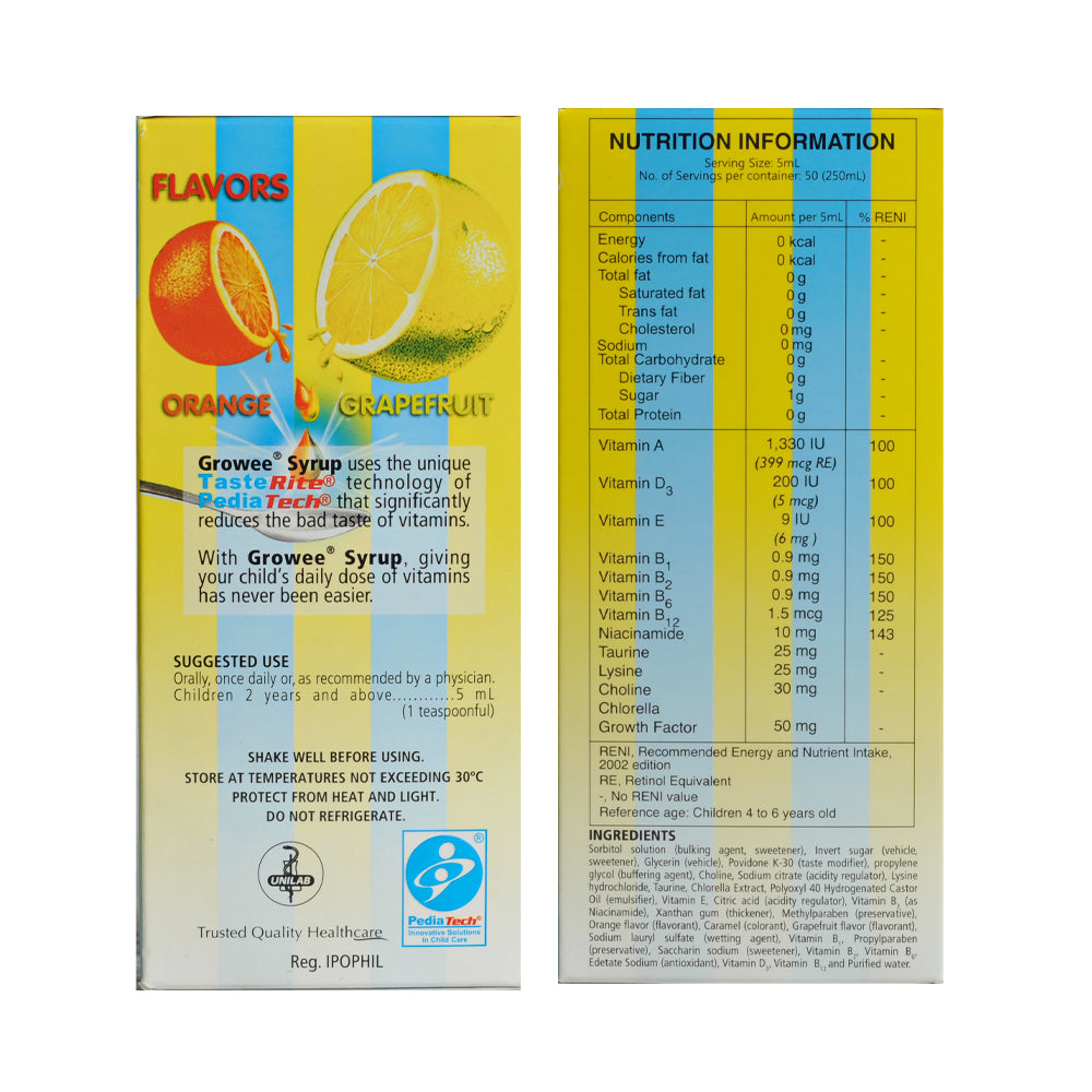 Growee Content Growee Vitamins with Chlorella Syrup 250ml