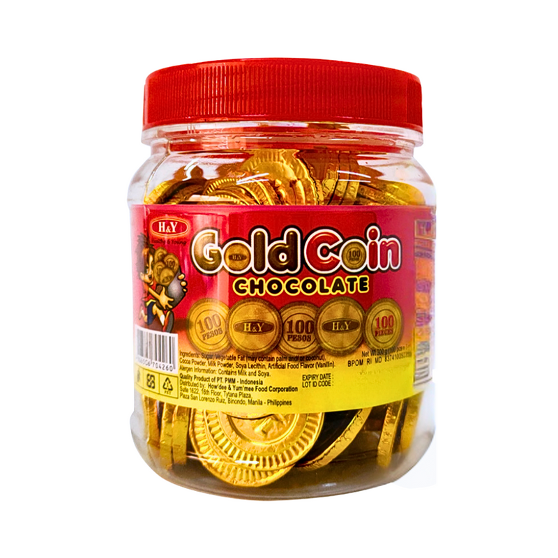 H&Y Gold Coin Chocolate Jar 300g