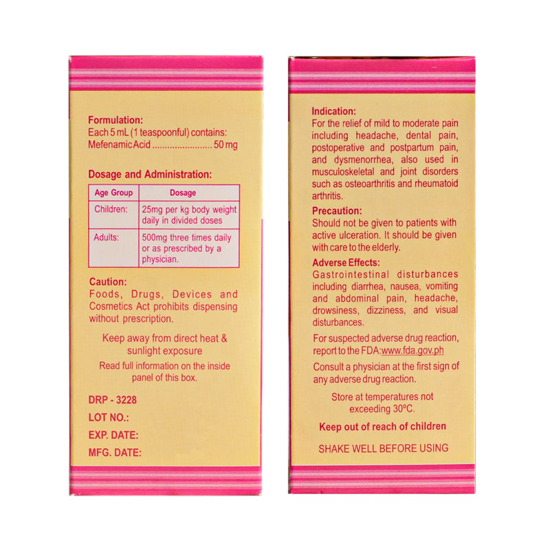 Mefenamic Acid 50mg/5ml Suspension 60ml