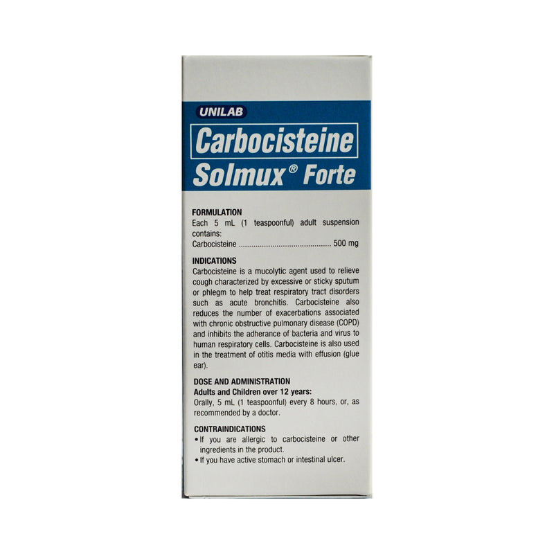 Solmux Forte Carbocisteine 500mg/5ml Suspension 60ml